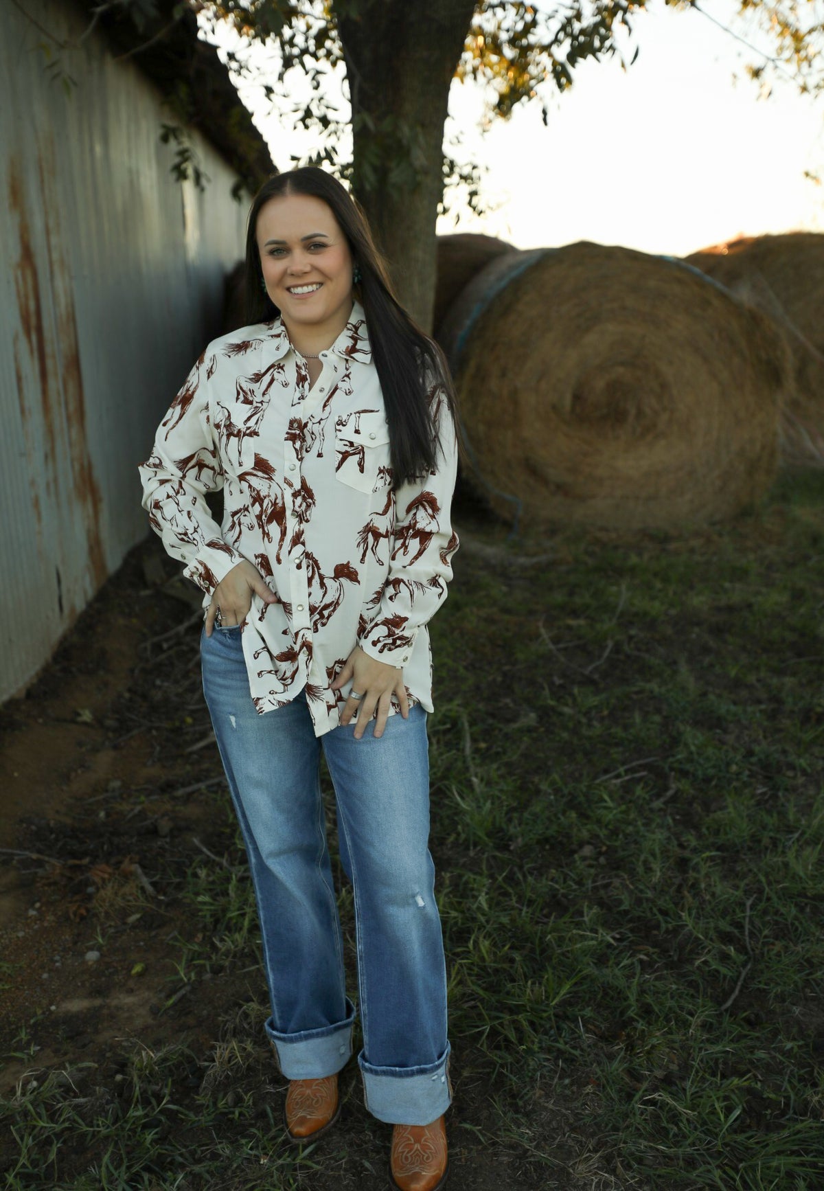 Stunner Stallion Top-Shirts-Crooked Horn Company, Online Women's Fashion Boutique in San Tan Valley, Arizona 85140