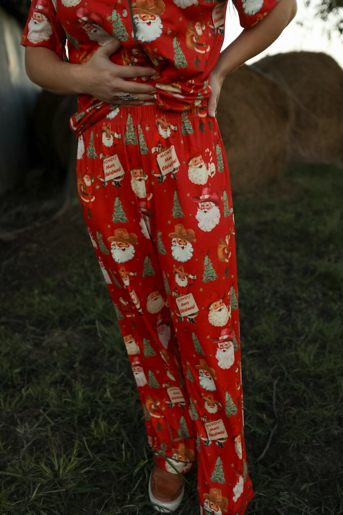 Cowboy Clause Pajama Set-Lounge / Activewear-Crooked Horn Company, Online Women's Fashion Boutique in San Tan Valley, Arizona 85140