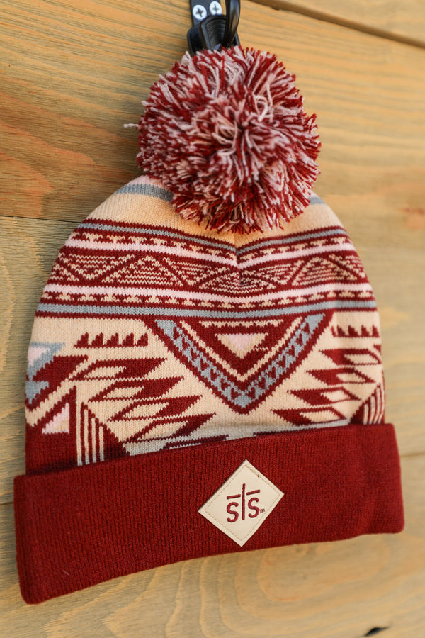 Aztec Pom Beanie-Hat-Crooked Horn Company, Online Women's Fashion Boutique in San Tan Valley, Arizona 85140