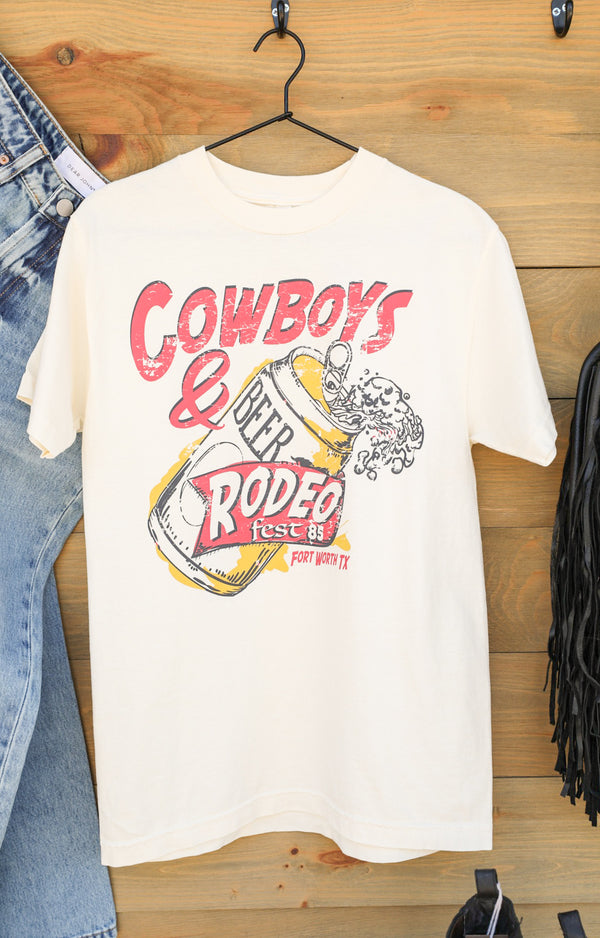 Cowboys & Beer Tee-Graphic Tee-Crooked Horn Company, Online Women's Fashion Boutique in San Tan Valley, Arizona 85140