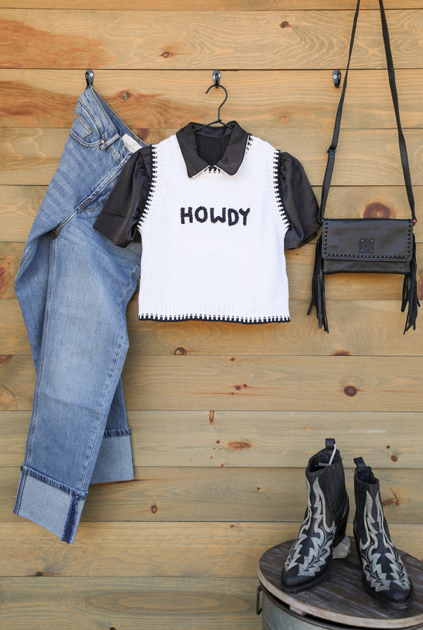 Howdy Sweater Top-Shirts-Crooked Horn Company, Online Women's Fashion Boutique in San Tan Valley, Arizona 85140