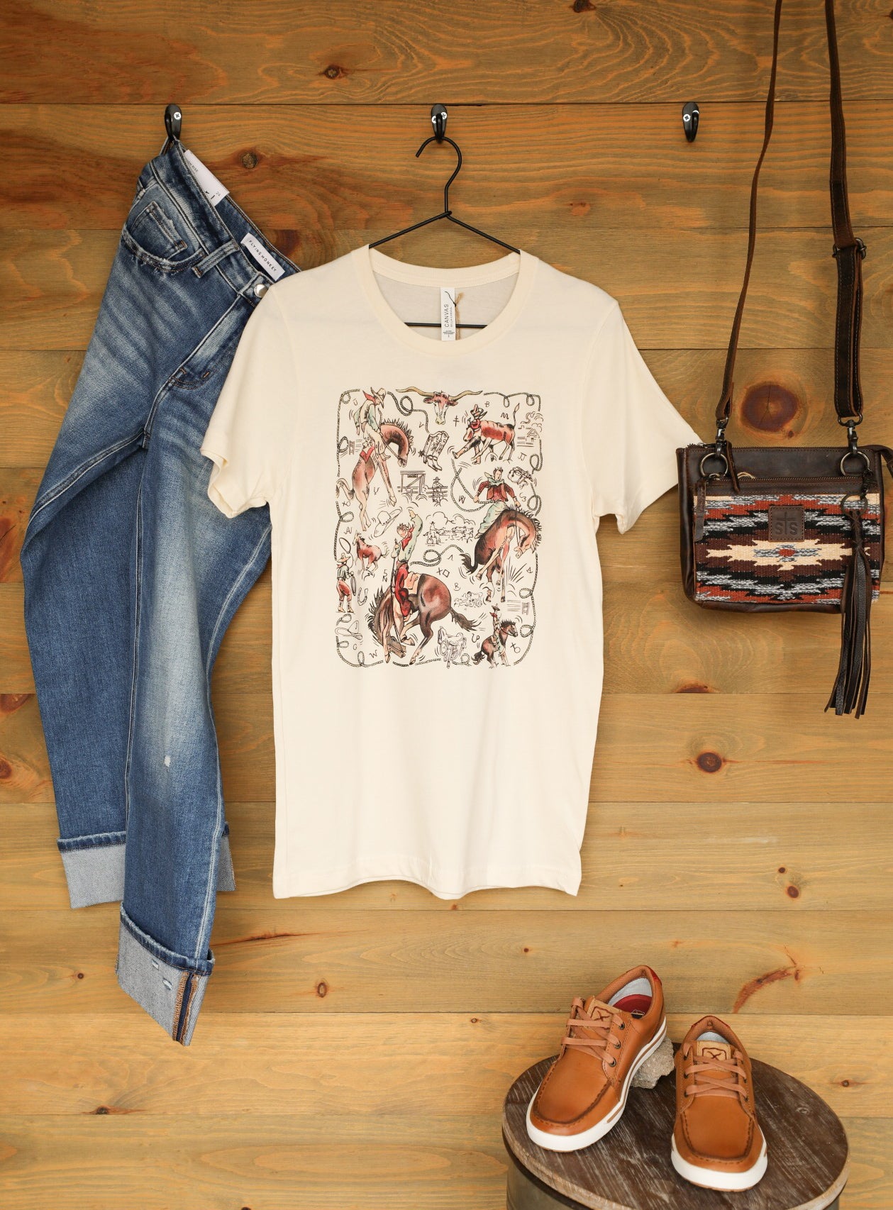 Ride 'em Cowboy Tee-Crooked Horn Company, Online Women's Fashion Boutique in San Tan Valley, Arizona 85140