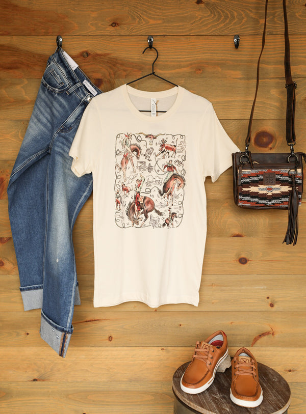 Ride 'em Cowboy Tee-Crooked Horn Company, Online Women's Fashion Boutique in San Tan Valley, Arizona 85140