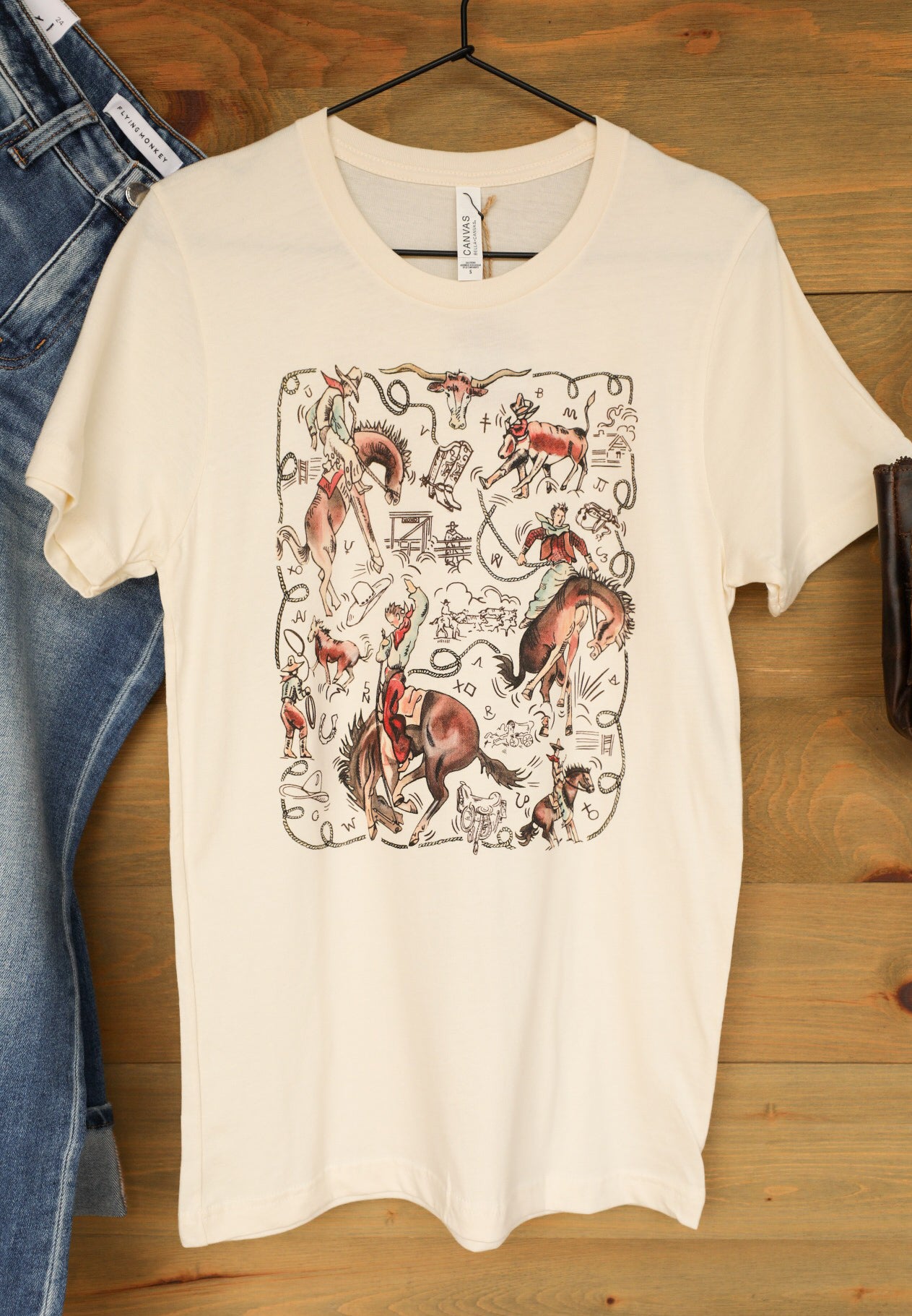 Ride 'em Cowboy Tee-Graphic Tee-Crooked Horn Company, Online Women's Fashion Boutique in San Tan Valley, Arizona 85140