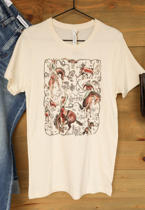 Ride 'em Cowboy Tee-Crooked Horn Company, Online Women's Fashion Boutique in San Tan Valley, Arizona 85140
