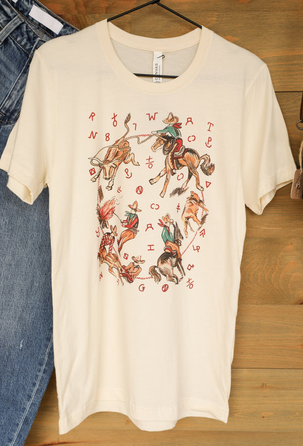 Cowboy Roundup Tee-Crooked Horn Company, Online Women's Fashion Boutique in San Tan Valley, Arizona 85140