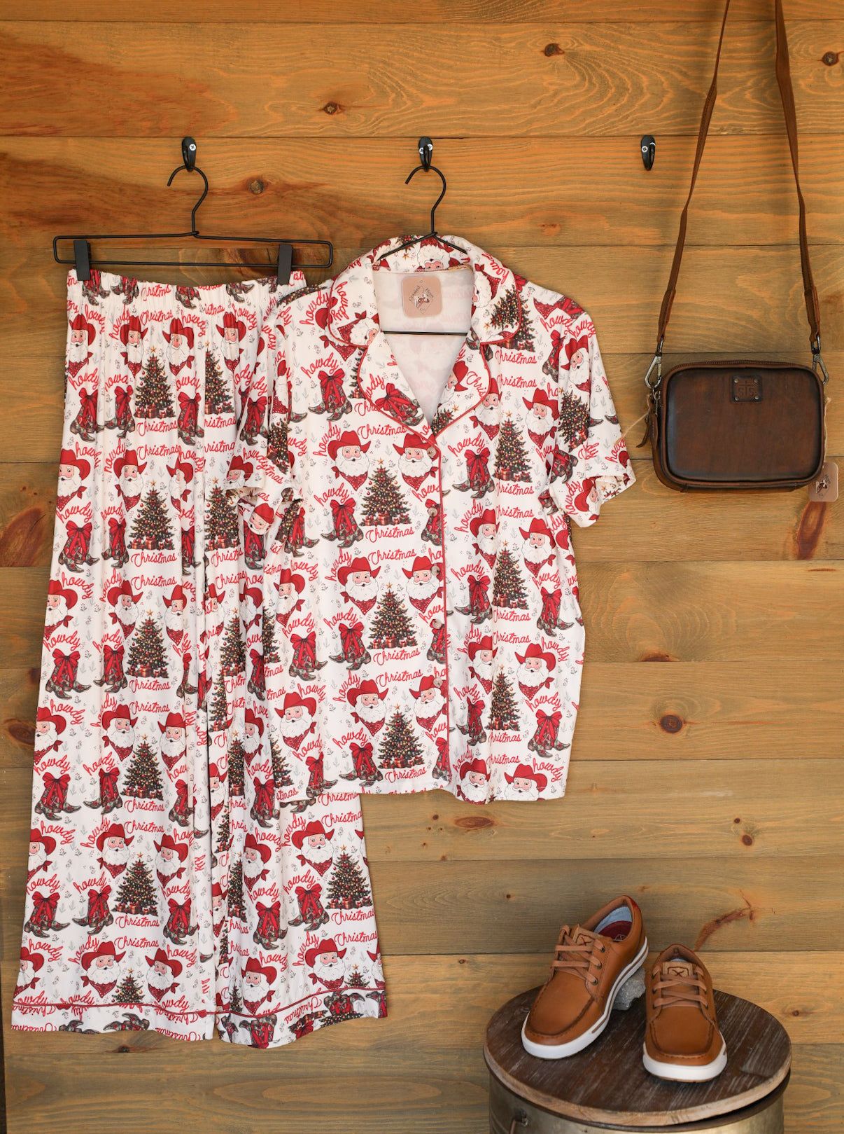 Bandana Santa Pajama Set-Lounge / Activewear-Crooked Horn Company, Online Women's Fashion Boutique in San Tan Valley, Arizona 85140