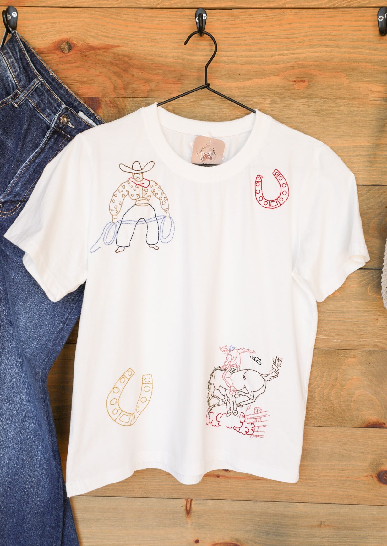 Roping Cowboy Top-Shirts-Crooked Horn Company, Online Women's Fashion Boutique in San Tan Valley, Arizona 85140