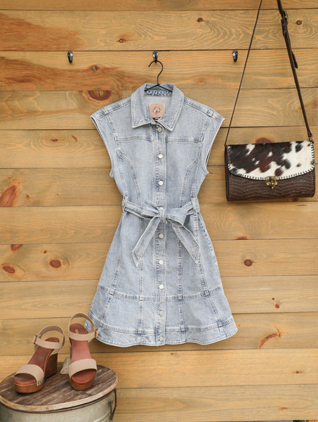 Sleeveless Denim Mini Dress | Hanna Collared | Crooked Horn Company