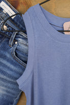 Cleo Stormy Blue Tank Top-Shirts-Crooked Horn Company, Online Women's Fashion Boutique in San Tan Valley, Arizona 85140