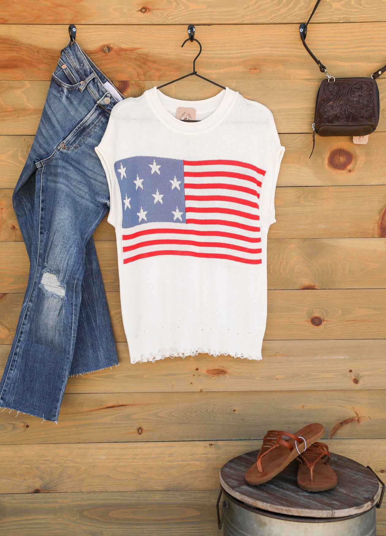 American Flag Top-Shirts-Crooked Horn Company, Online Women's Fashion Boutique in San Tan Valley, Arizona 85140