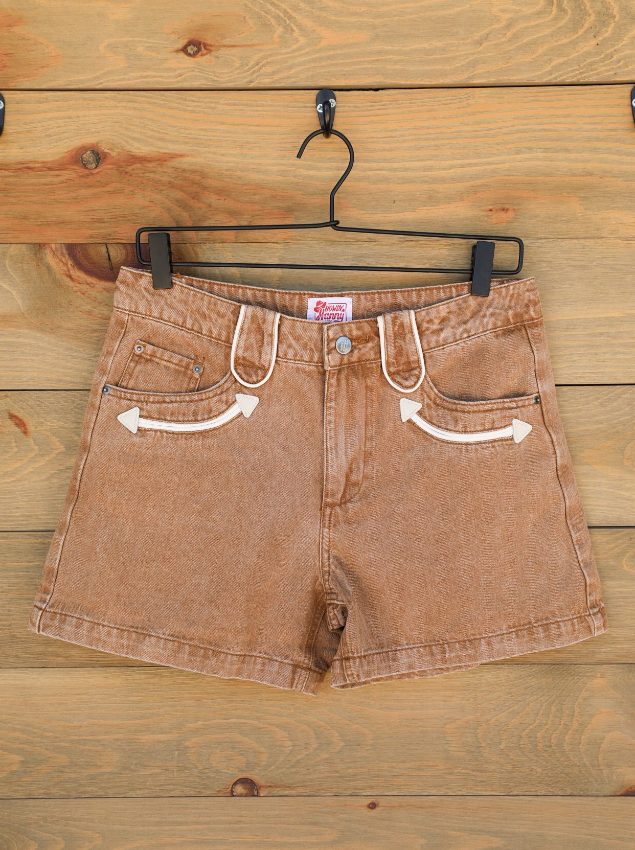Arrow Denim Shorts-Shorts-Crooked Horn Company, Online Women's Fashion Boutique in San Tan Valley, Arizona 85140