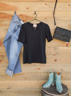 Scarlette Top Black-Shirts-Crooked Horn Company, Online Women's Fashion Boutique in San Tan Valley, Arizona 85140