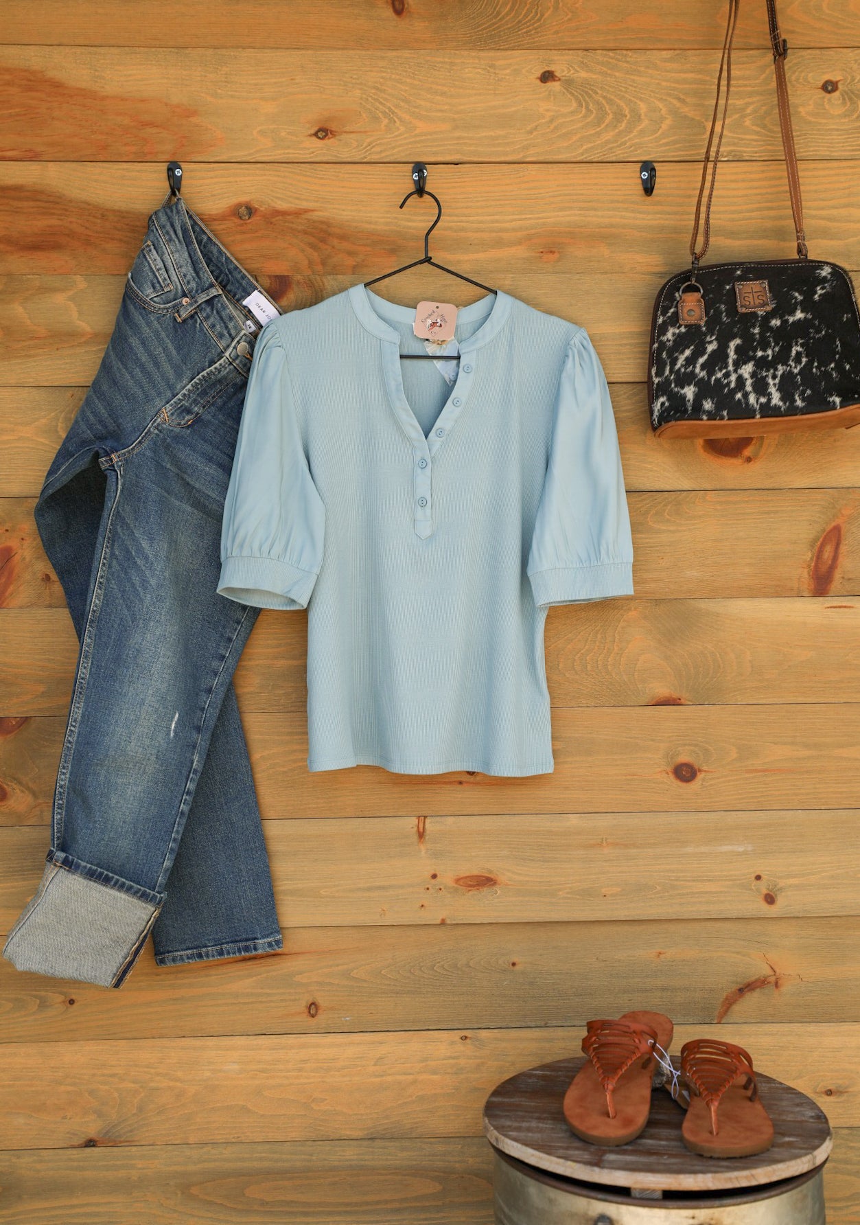 Tanner Top Blue-Shirts-Crooked Horn Company, Online Women's Fashion Boutique in San Tan Valley, Arizona 85140