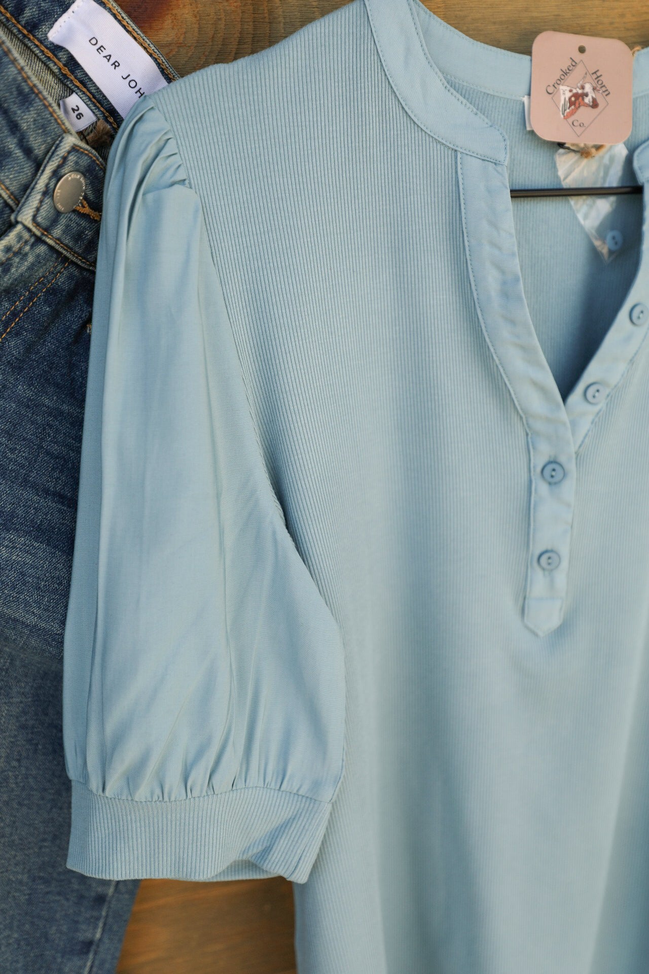 Tanner Top Blue-Shirts-Crooked Horn Company, Online Women's Fashion Boutique in San Tan Valley, Arizona 85140
