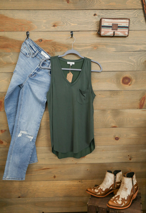 Esther Emerald Tank Top-Lounge / Activewear-Crooked Horn Company, Online Women's Fashion Boutique in San Tan Valley, Arizona 85140