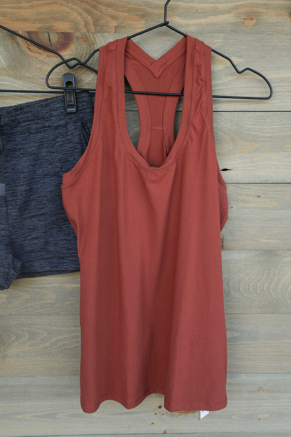 Rae Tank Top Terracotta-Lounge / Activewear-Crooked Horn Company, Online Women's Fashion Boutique in San Tan Valley, Arizona 85140