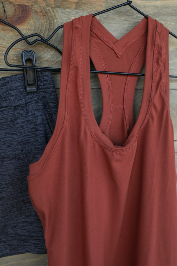 Rae Tank Top Terracotta-Lounge / Activewear-Crooked Horn Company, Online Women's Fashion Boutique in San Tan Valley, Arizona 85140