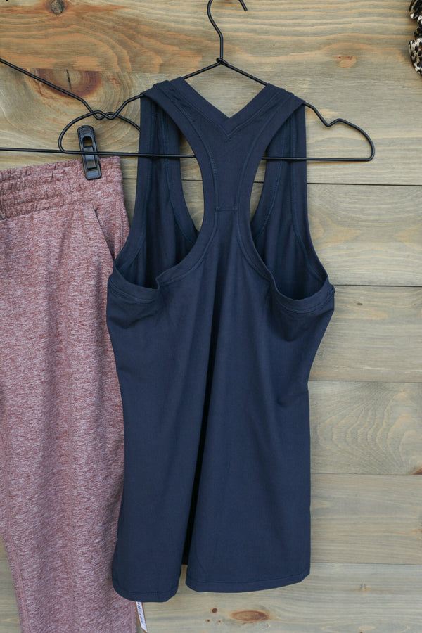 Rae Tank Top Navy-Lounge / Activewear-Crooked Horn Company, Online Women's Fashion Boutique in San Tan Valley, Arizona 85140