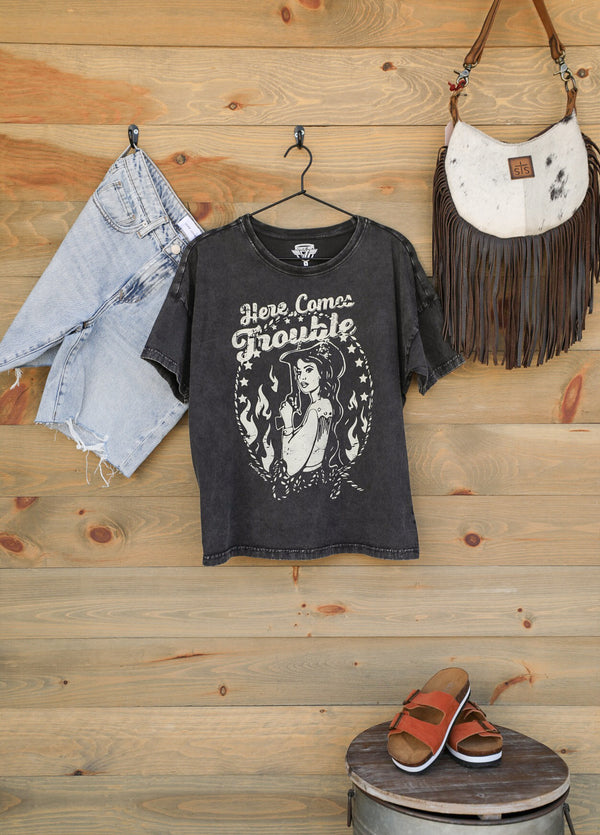 Trouble Tee-Graphic Tee-Crooked Horn Company, Online Women's Fashion Boutique in San Tan Valley, Arizona 85140