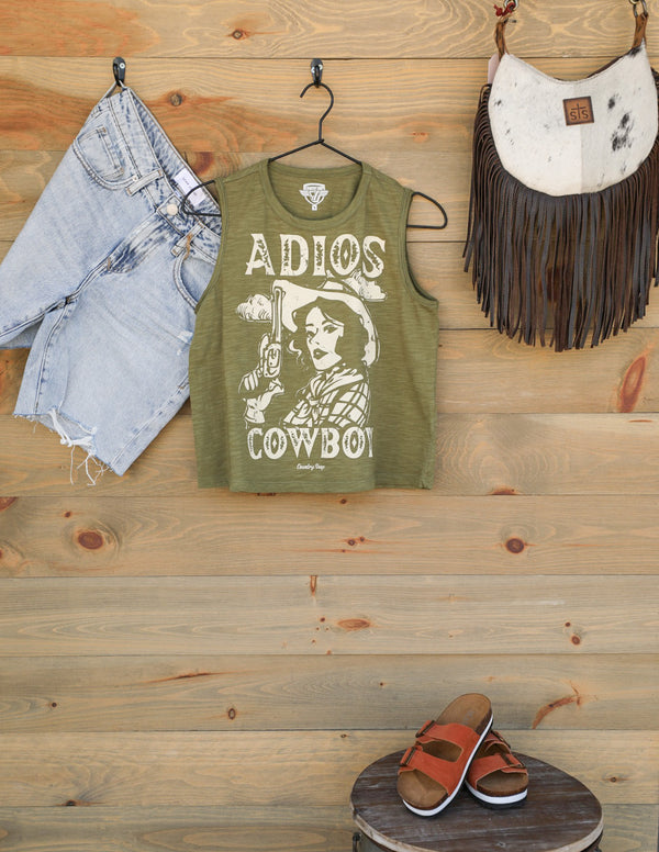Adios Tank Top-Graphic Tee-Crooked Horn Company, Online Women's Fashion Boutique in San Tan Valley, Arizona 85140