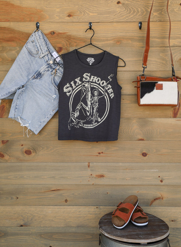 Six Shooter Tank Top-Graphic Tee-Crooked Horn Company, Online Women's Fashion Boutique in San Tan Valley, Arizona 85140
