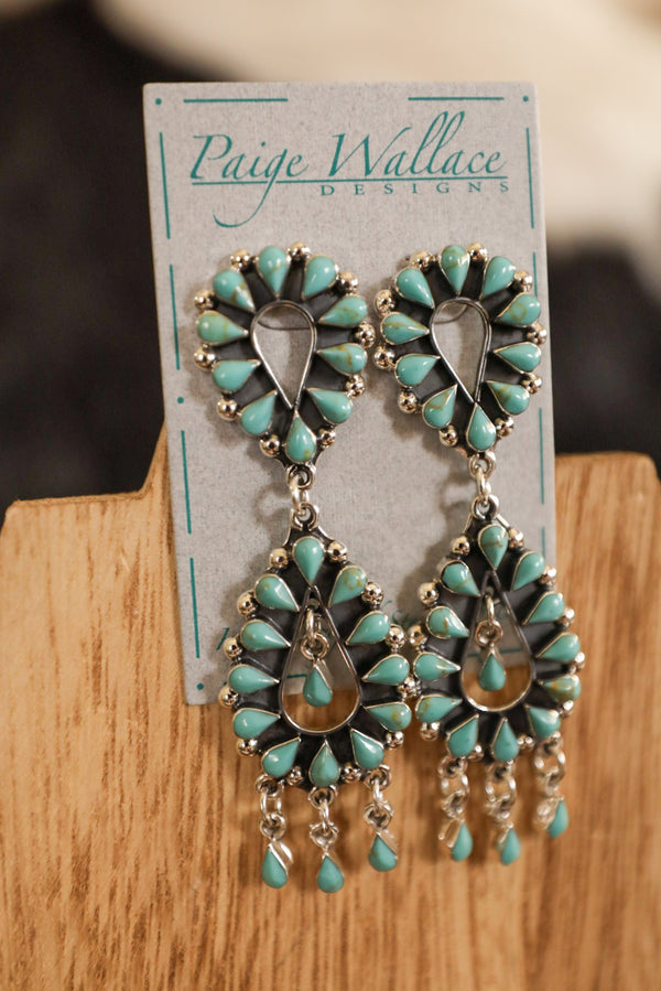 Two Tier Turquoise Earrings-Jewelry-Crooked Horn Company, Online Women's Fashion Boutique in San Tan Valley, Arizona 85140