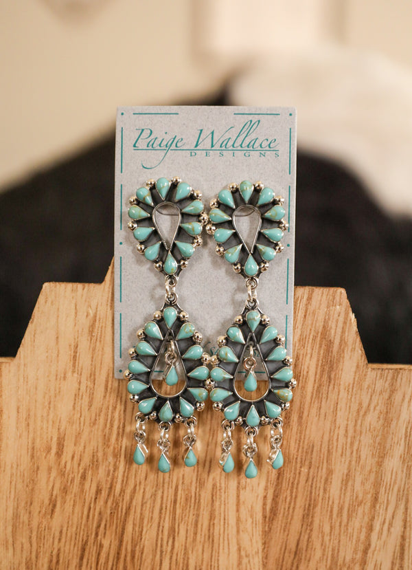 Two Tier Turquoise Earrings-Jewelry-Crooked Horn Company, Online Women's Fashion Boutique in San Tan Valley, Arizona 85140