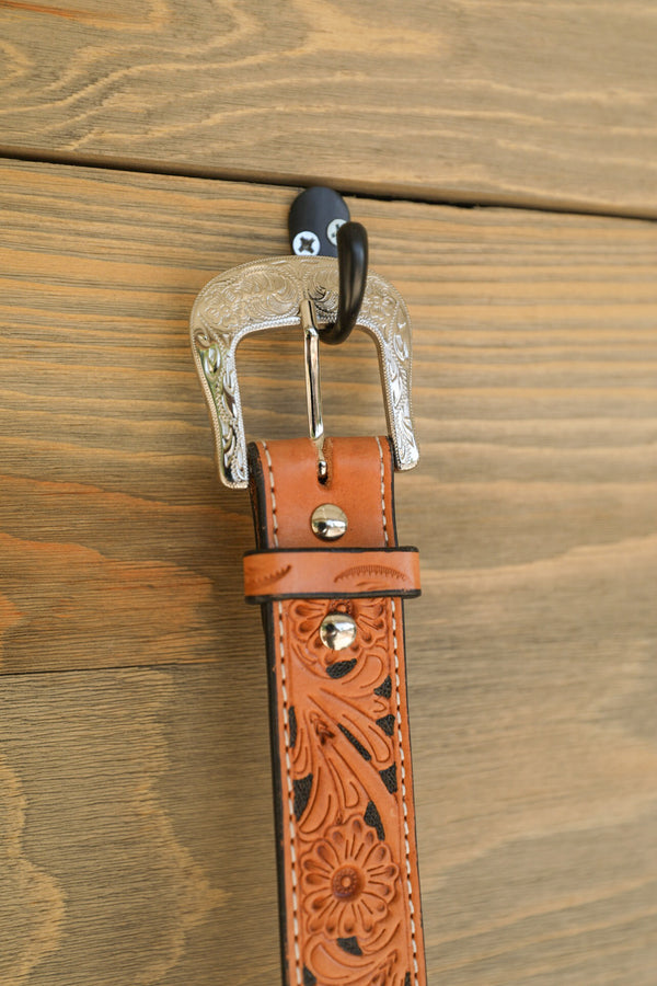 Floral Basket Weave Belt-Accessories-Crooked Horn Company, Online Women's Fashion Boutique in San Tan Valley, Arizona 85140