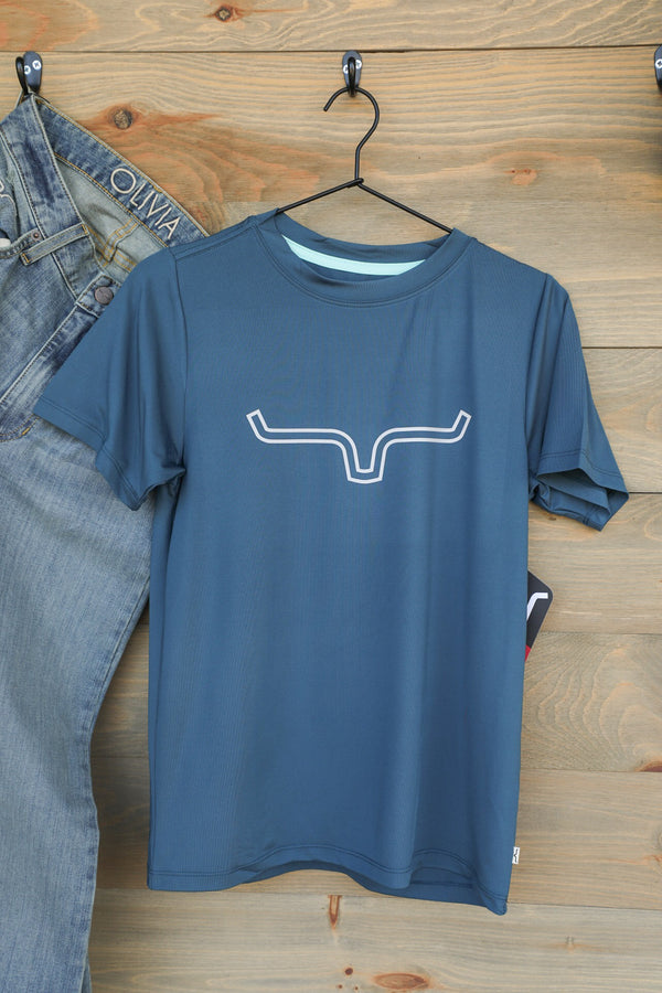 Outlier Tech Tee Blue-Shirts-Crooked Horn Company, Online Women's Fashion Boutique in San Tan Valley, Arizona 85140