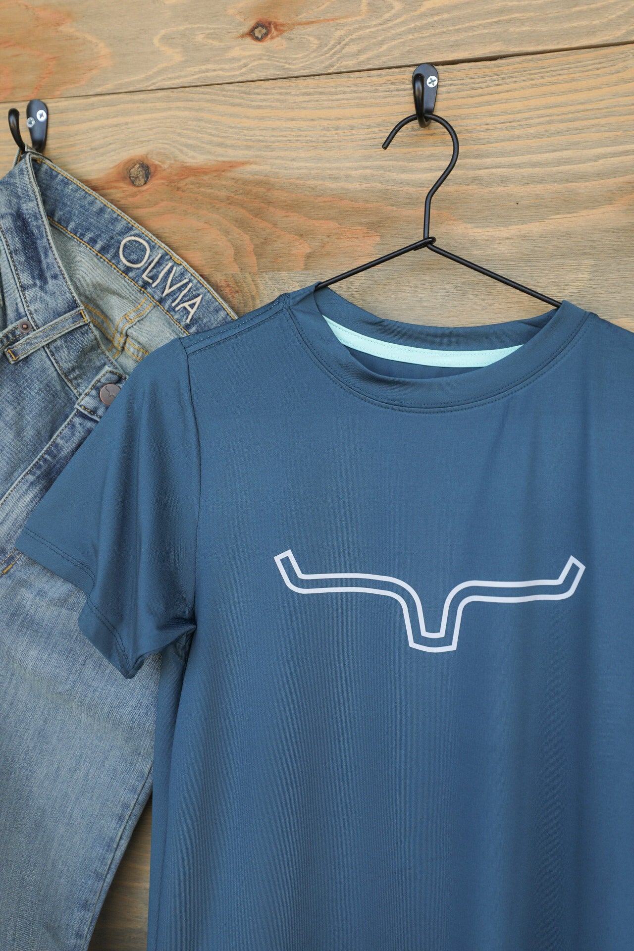 Outlier Tech Tee Blue-Shirts-Crooked Horn Company, Online Women's Fashion Boutique in San Tan Valley, Arizona 85140